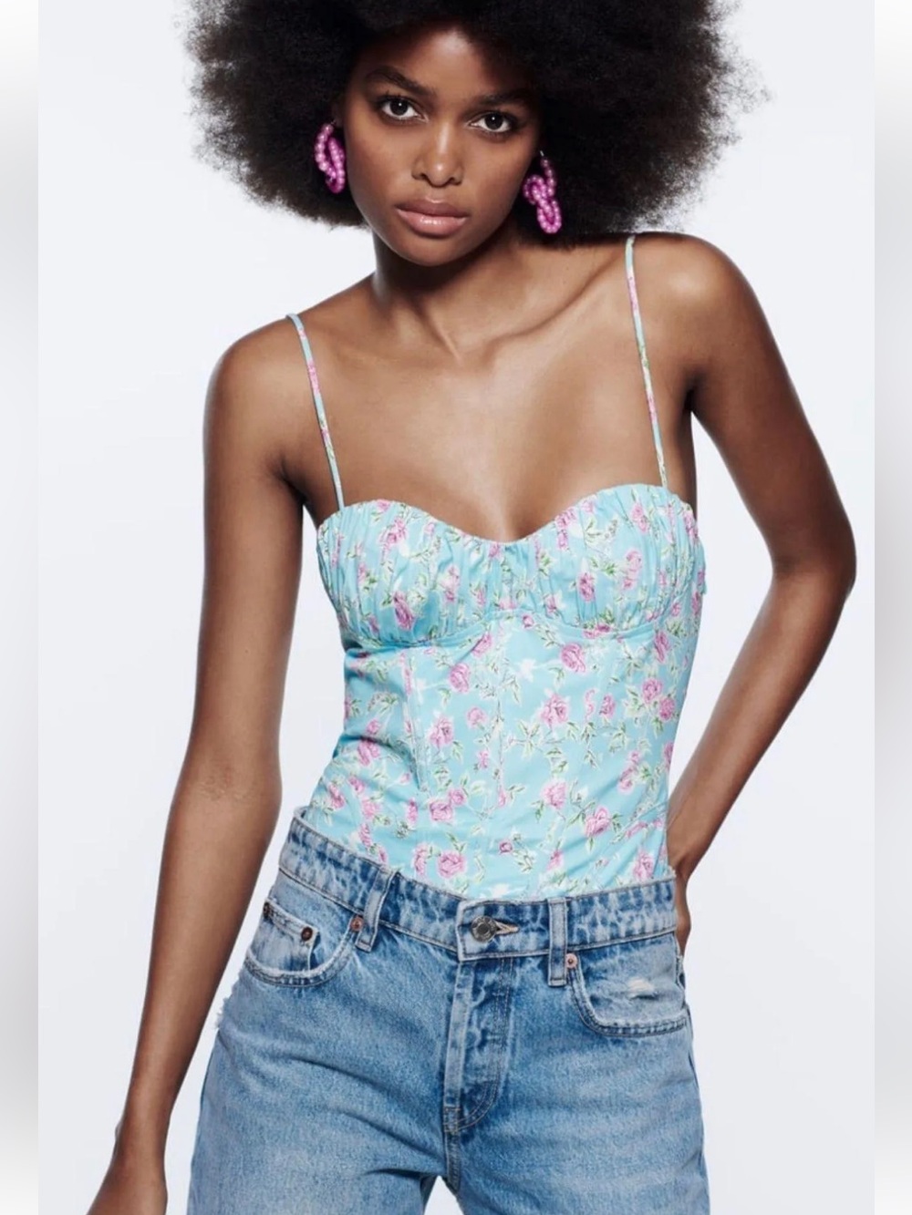 Zara Floral Corset Bodysuit